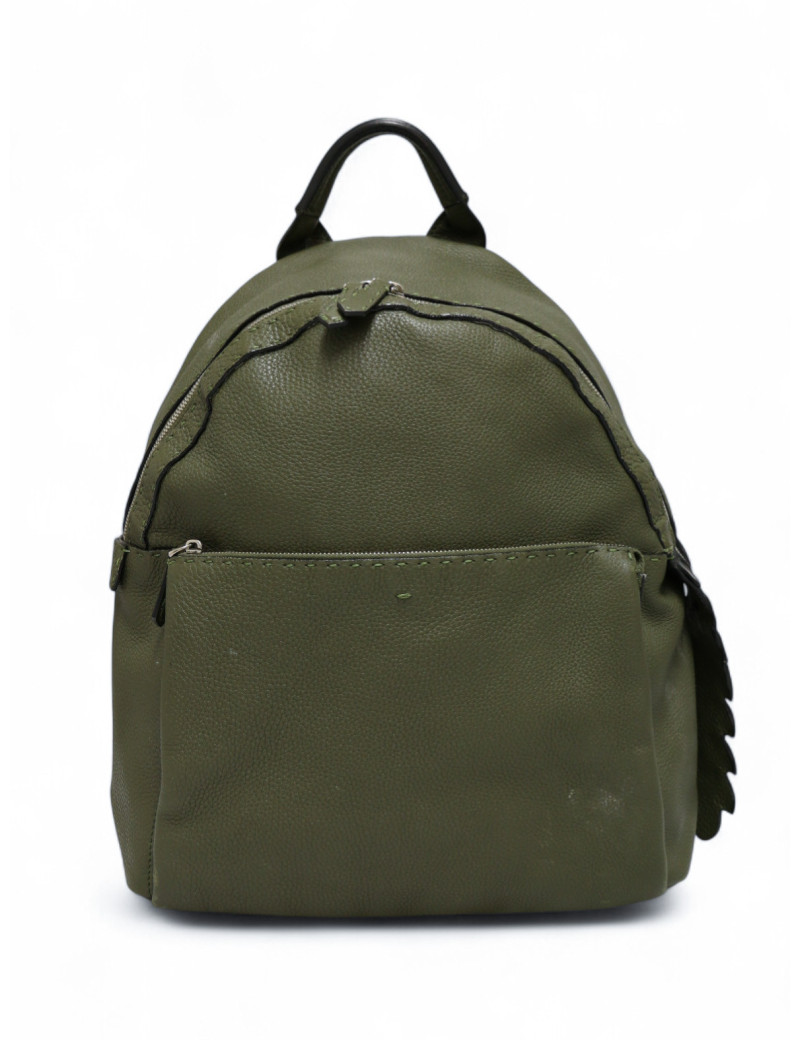 Sac à dos FENDI cuir grainé Kaki