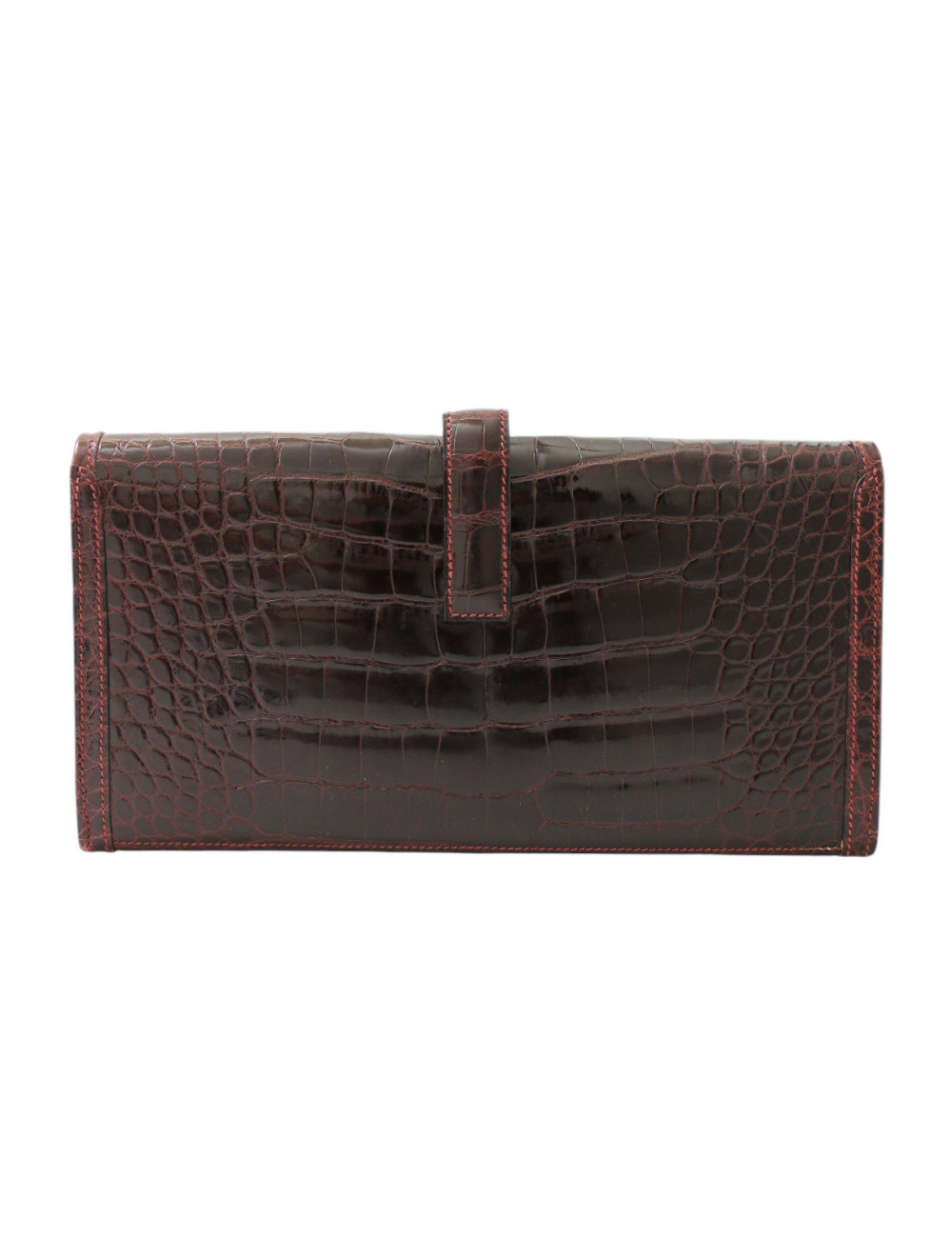 Pochette HERMES Jige Elan 29 alligator bordeaux