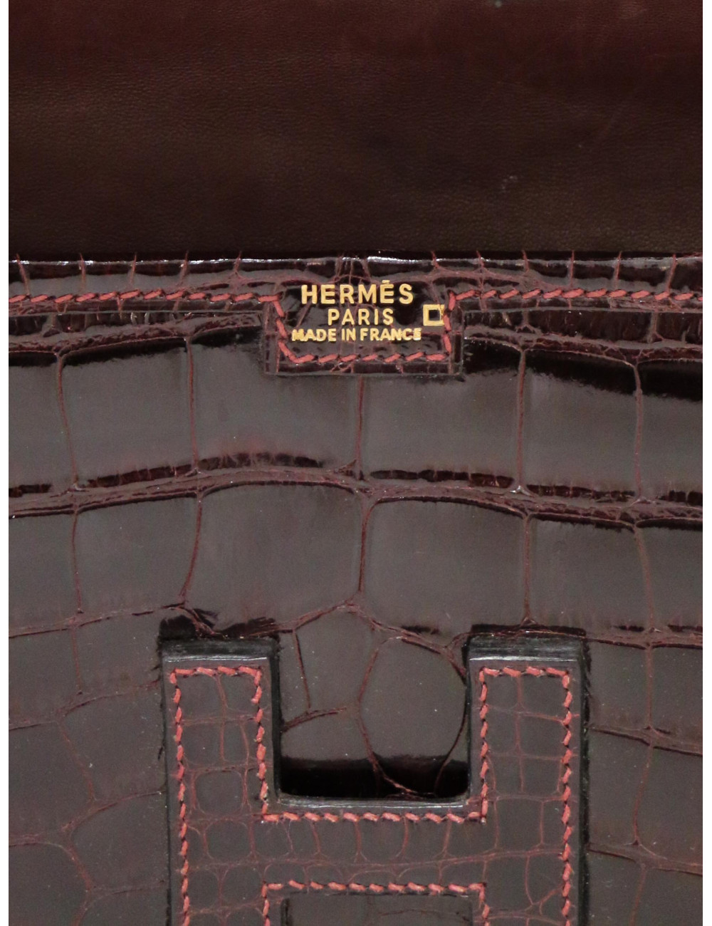 Pochette HERMES Jige Elan 29 alligator bordeaux