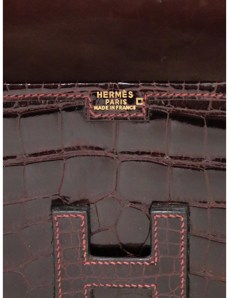Pochette HERMES Jige Elan 29 alligator bordeaux