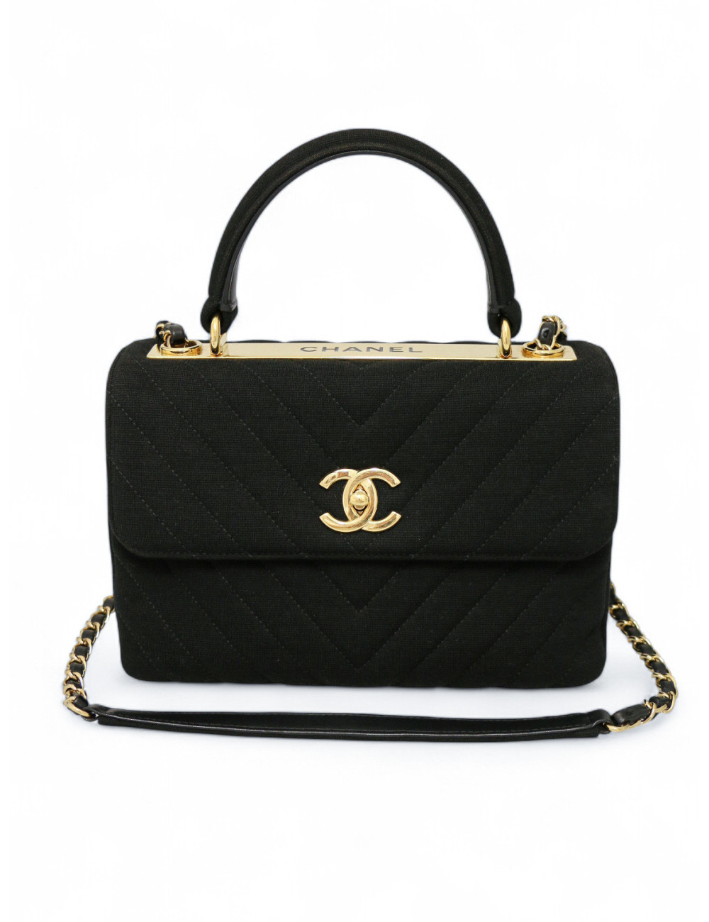 Sac Trendy CHANEL jersey noir