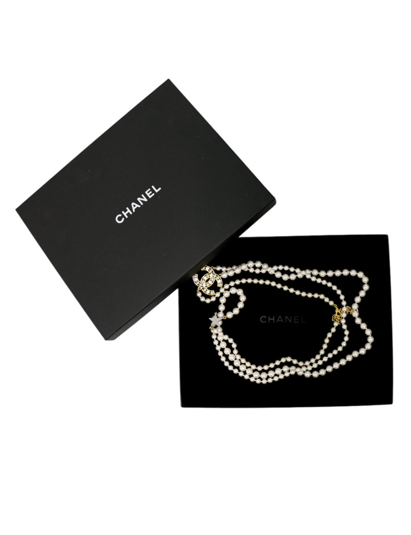 Sautoir double rangs CHANEL perles