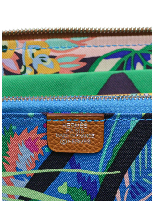 Portefeuille HERMES cuir Epsom imprimé soie