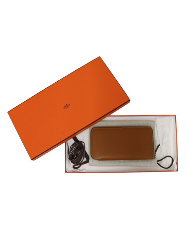 Portefeuille HERMES cuir Epsom imprimé soie 2