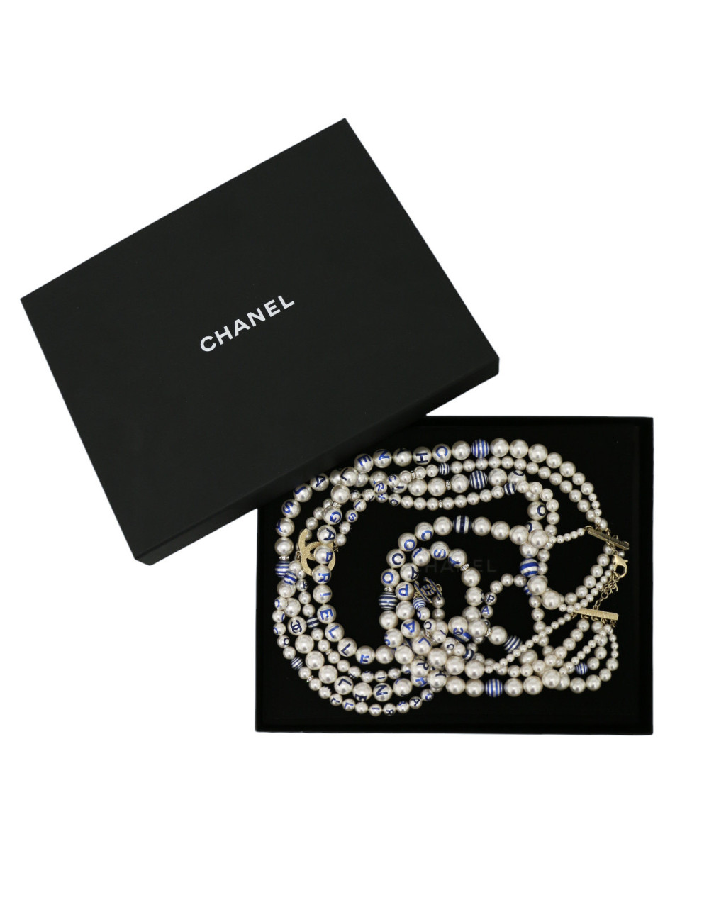 Sautoir multi rangs perles CHANEL La Pausa livré dans sa boîte Chanel