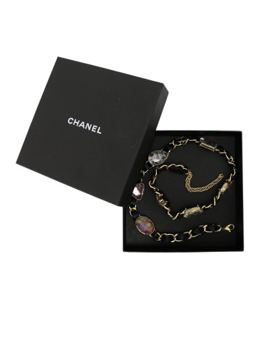 Ceinture CHANEL strass cuir et métal 2
