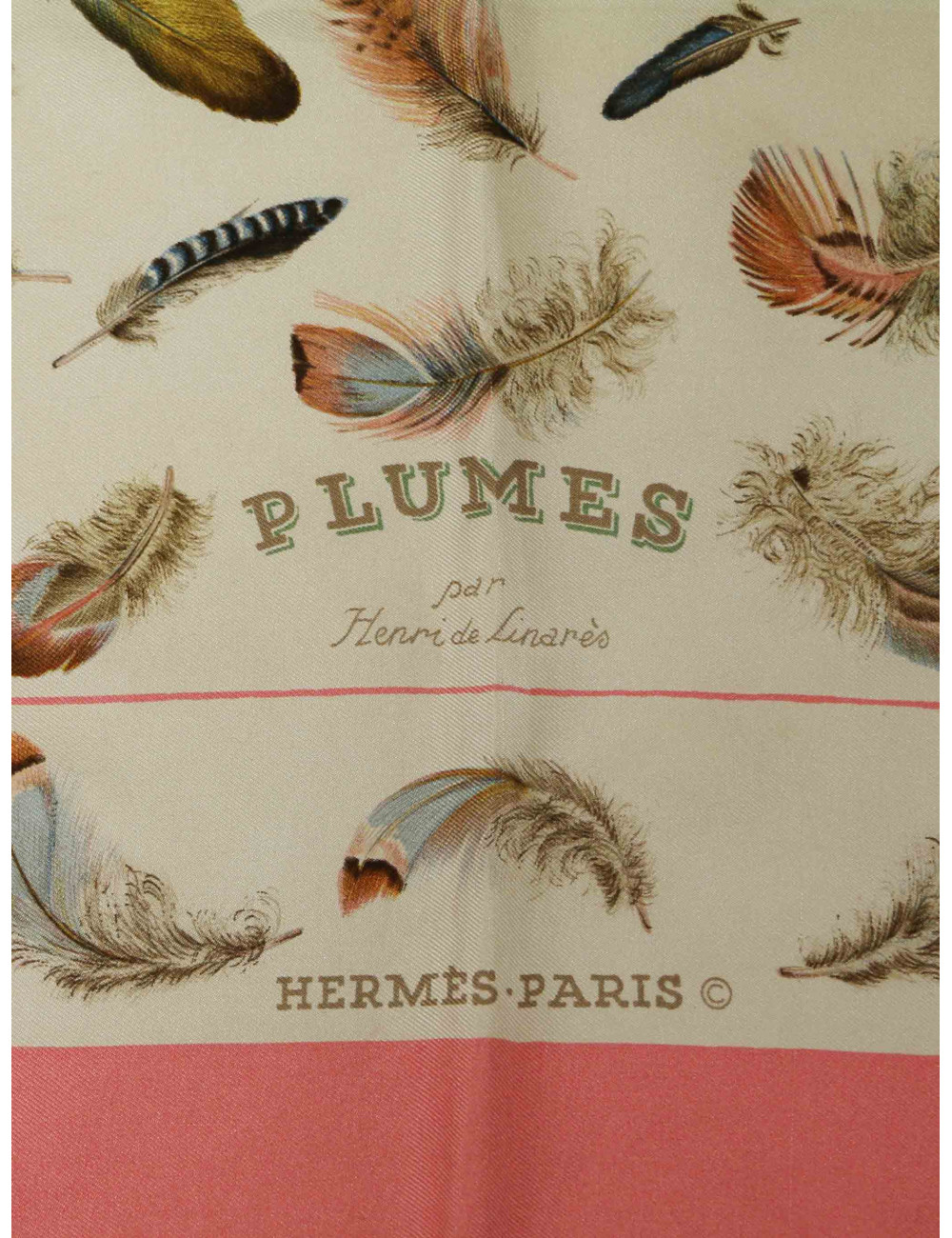 Carré HERMES Plumes soie rose