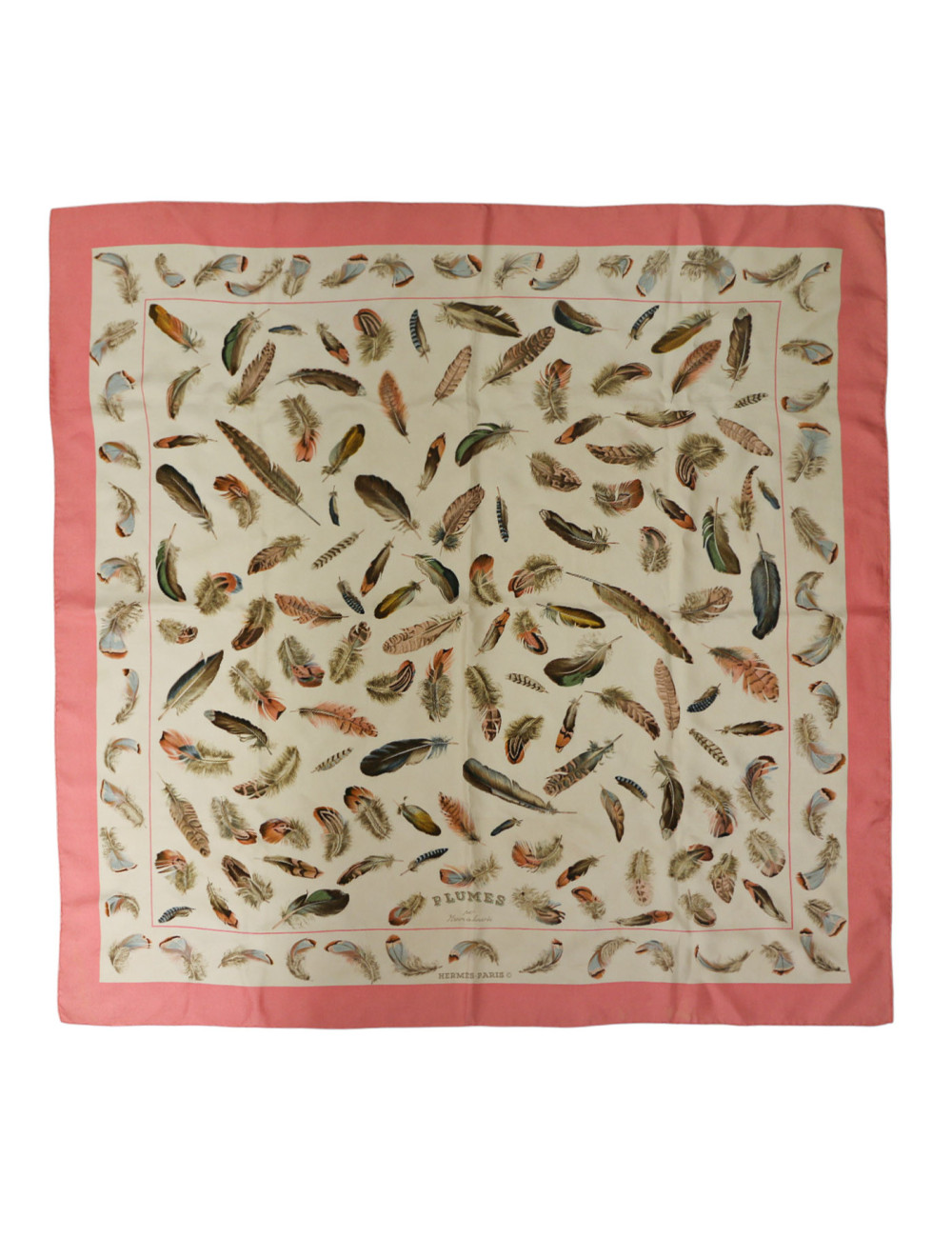Carré HERMES Plumes soie rose