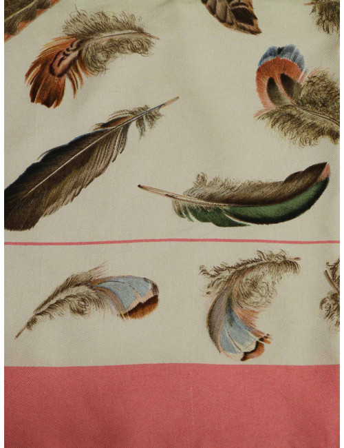 Carré HERMES Plumes soie rose