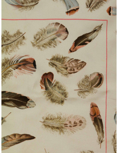 Carré HERMES Plumes soie rose