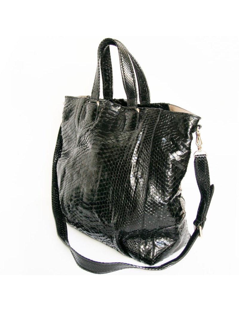 Sac ZAGLIANI Python noir brillant