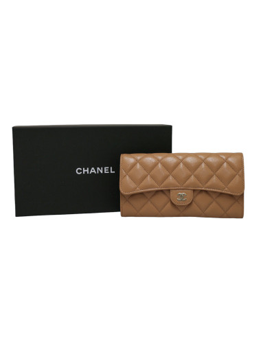 Portefeuille CHANEL beige cuir caviar 2
