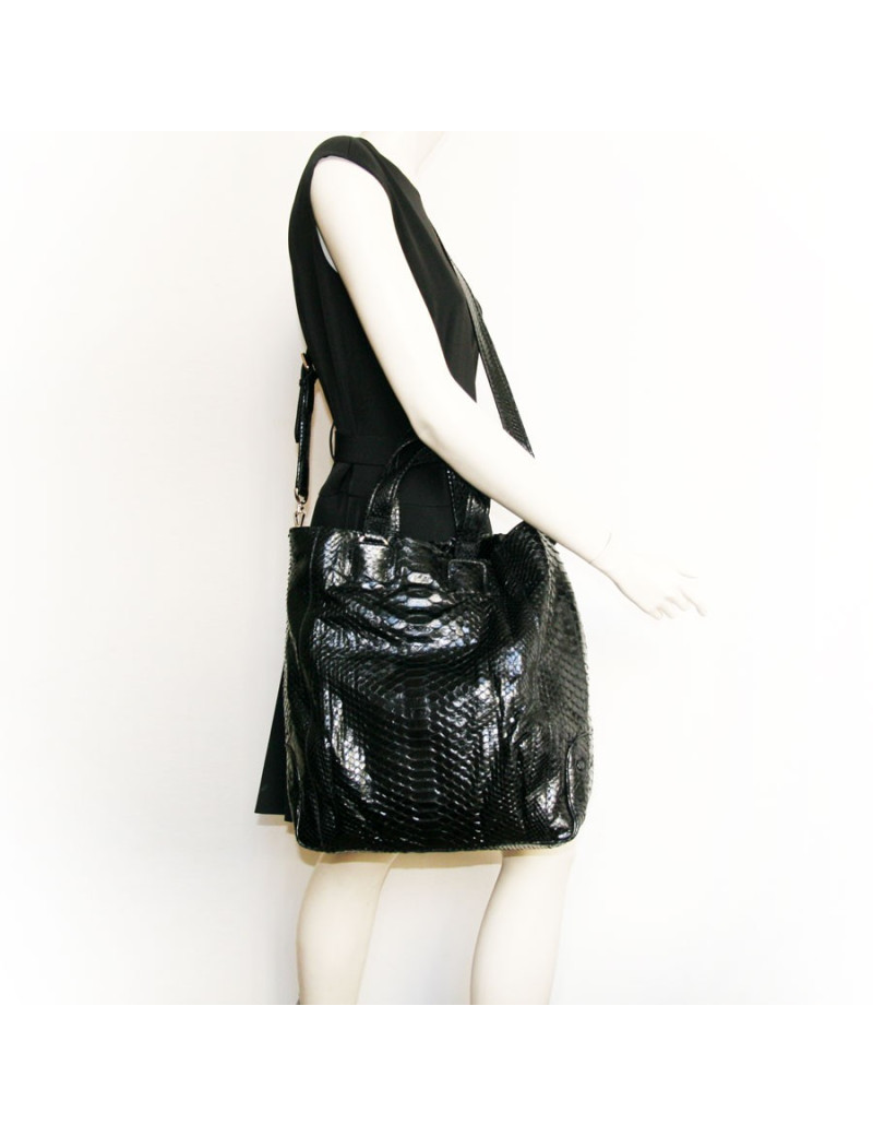 Sac ZAGLIANI Python noir brillant