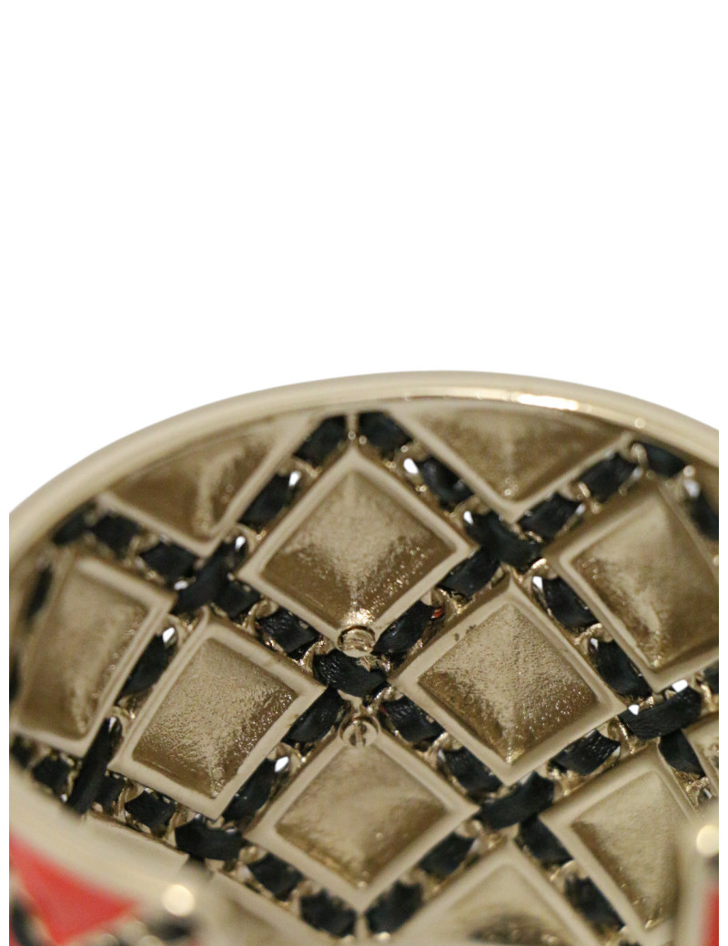 Manchette CHANEL émaillée matelassée rouge