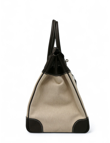 Sac HERMES Birkin 40 toile et cuir 2