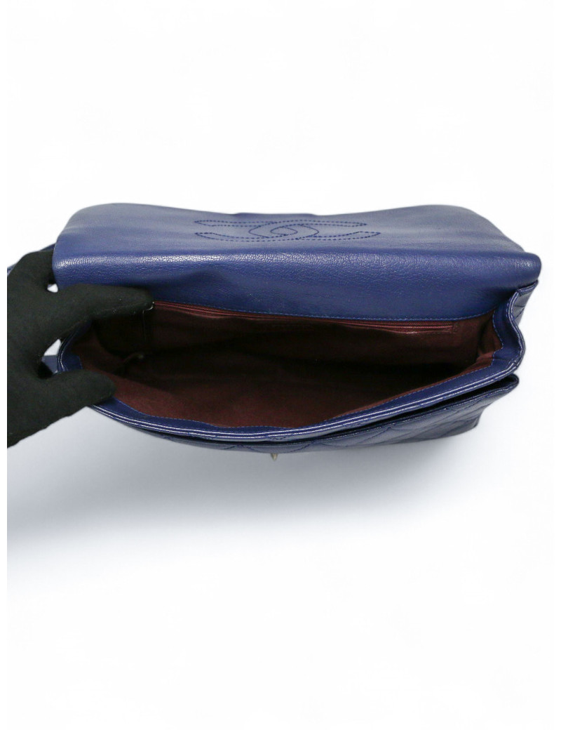 Sac Chanel bleu foncé cuir matelassé : occasion certifiée authentique