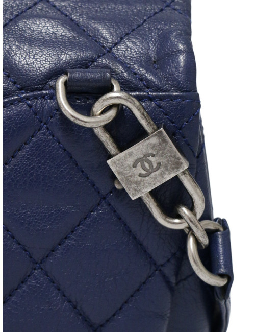Sac Chanel bleu foncé cuir matelassé : occasion certifiée authentique