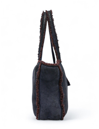 Sac CHANEL peau retournée bleu nuit 2