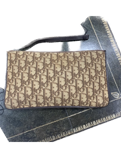 Pochette DIOR toile oblique marron Vintage