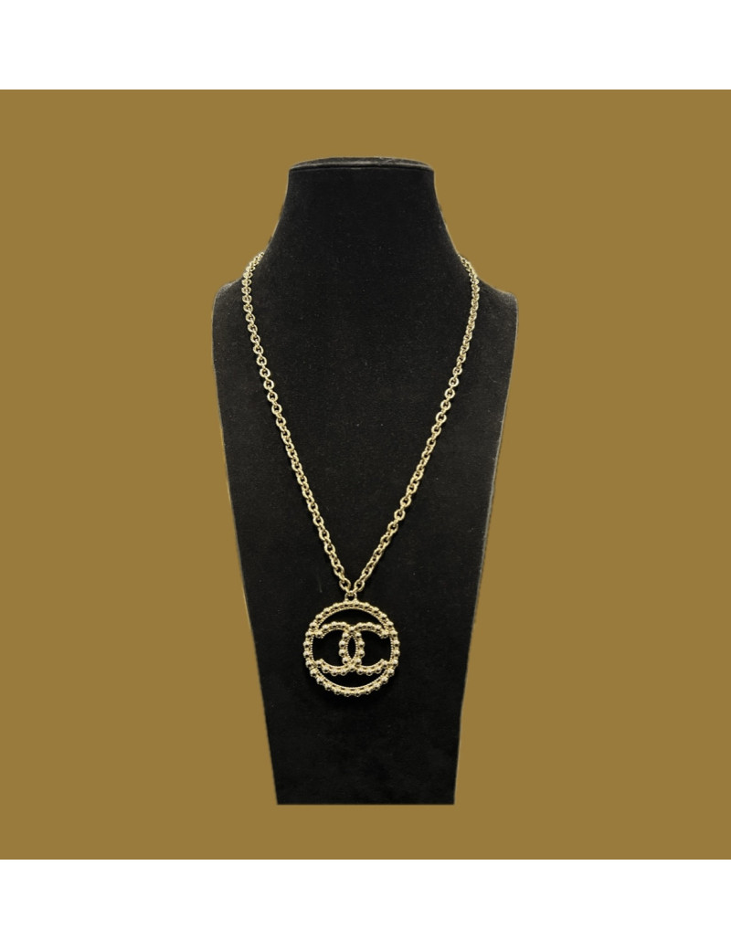 Collier pendentif CC Chanel doré