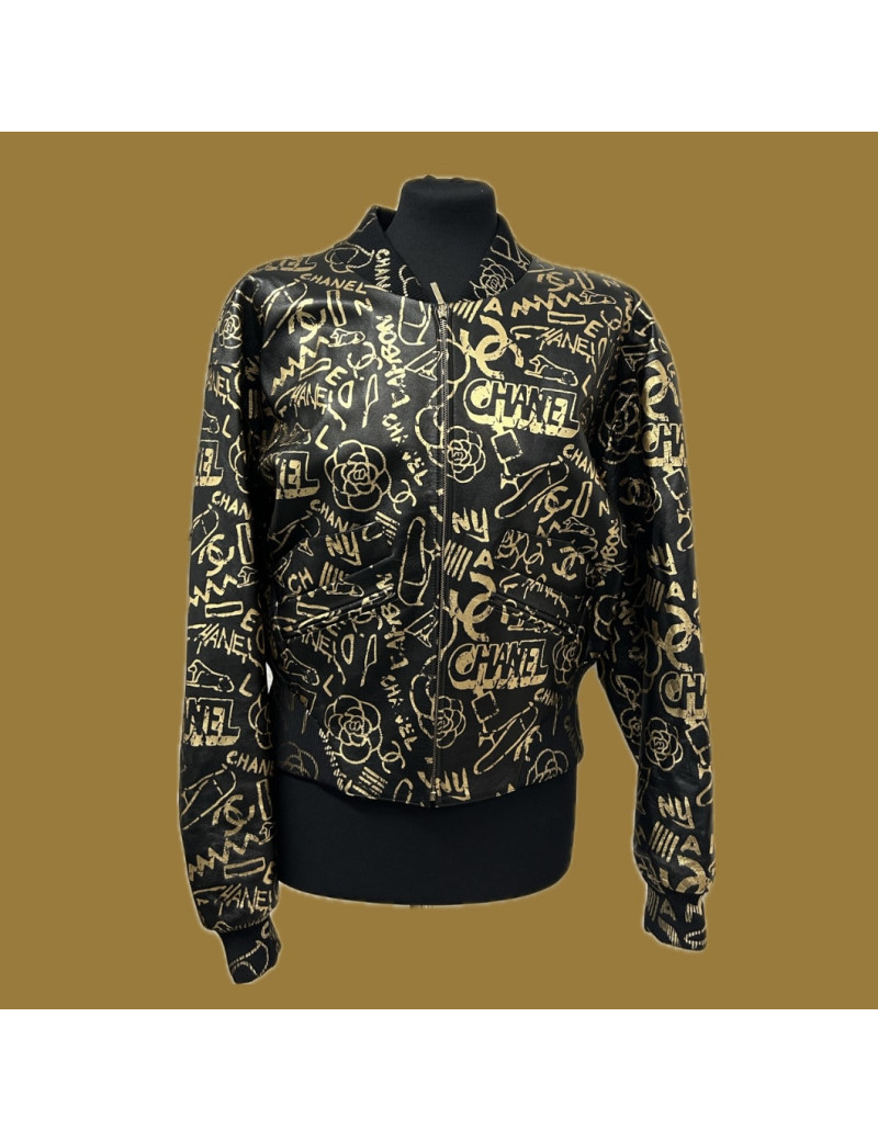 Bombers Chanel cuir doré