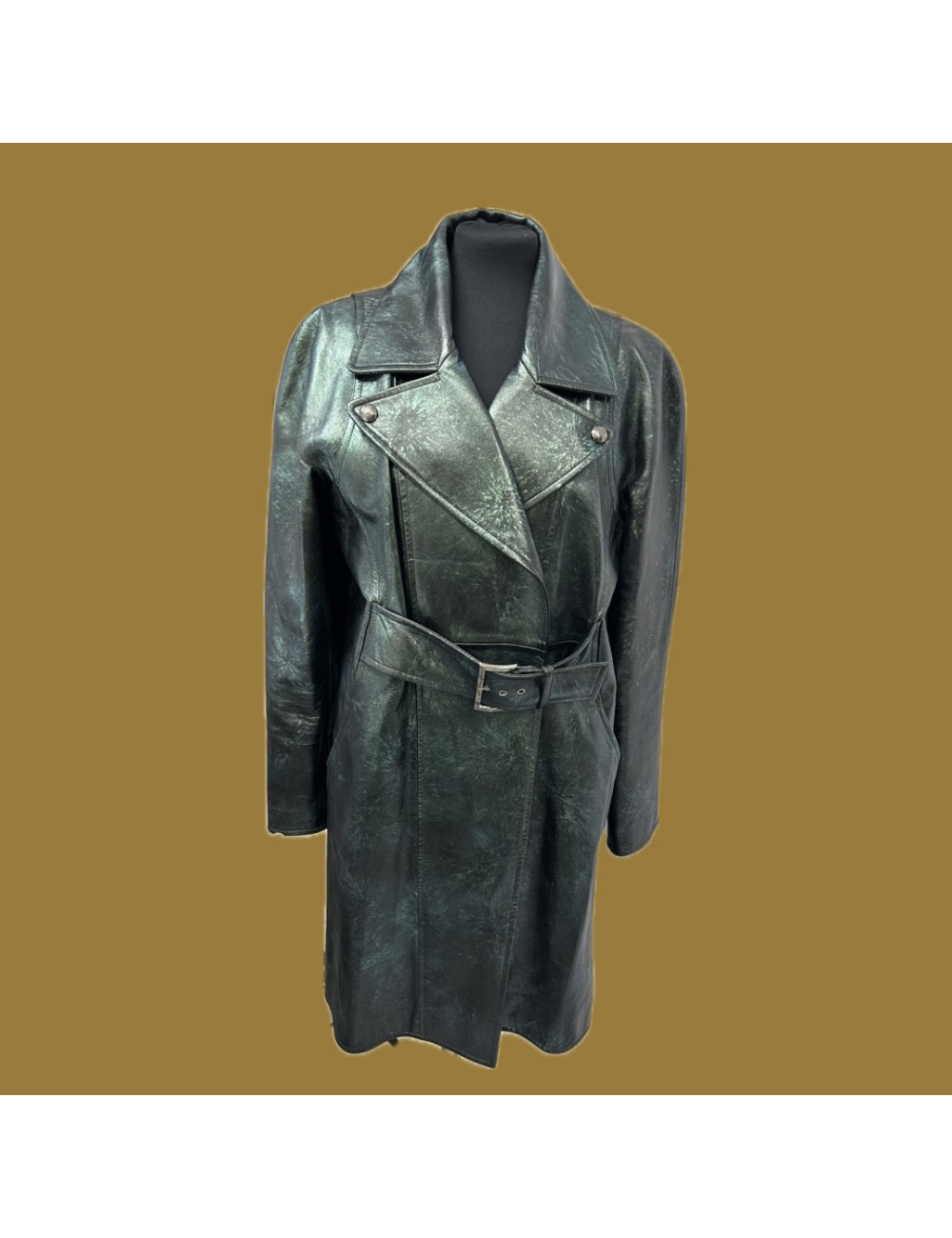 Manteau Chanel cuir vert T48