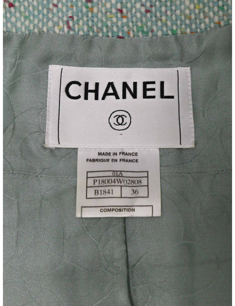 Veste Chanel vert d'eau T36 : occasion certifiée authentique
