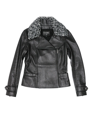 Perfecto CHANEL T38 cuir noir