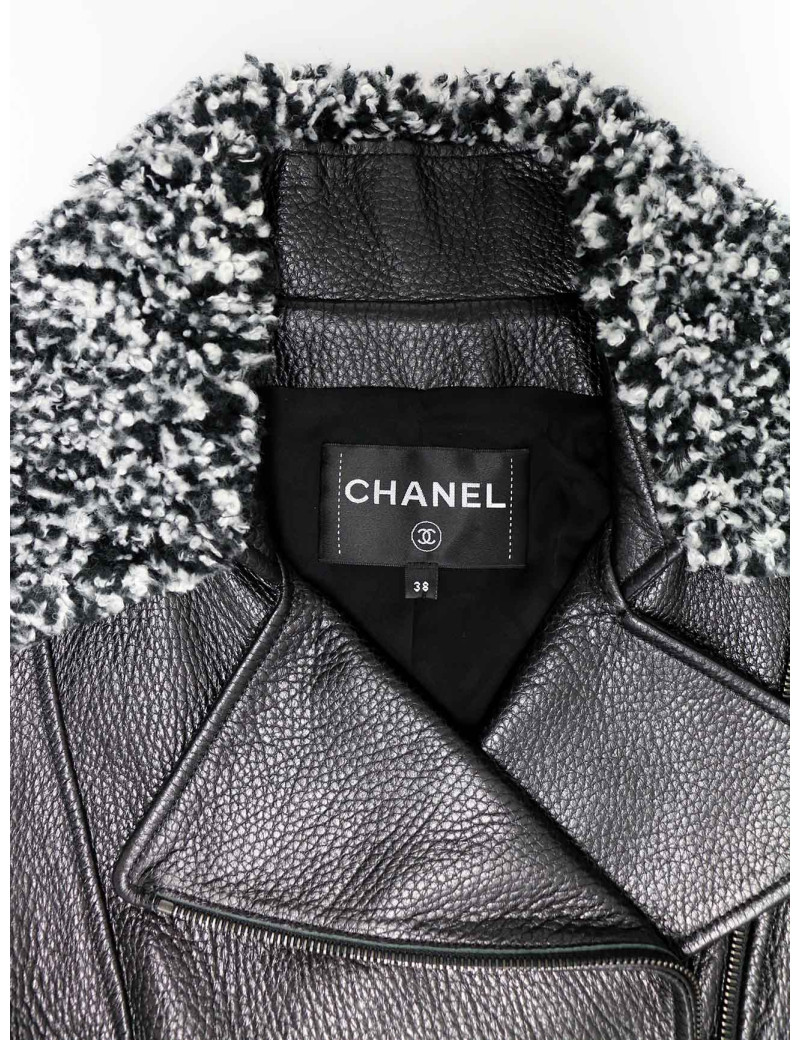 Perfecto CHANEL T38 cuir noir