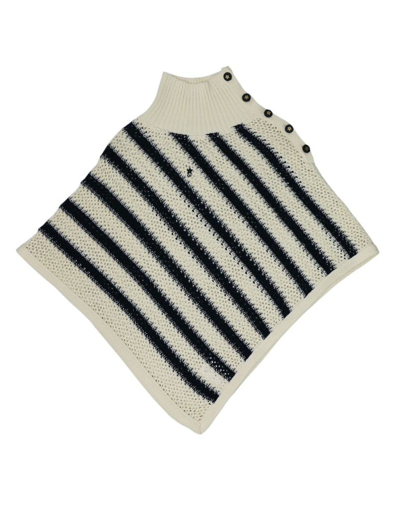 Débardeur et poncho CHRISTIAN DIOR rayés blanc bleu