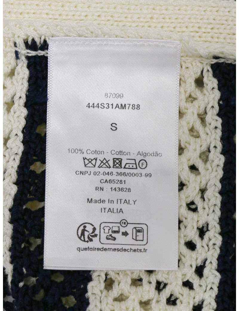 Débardeur et poncho CHRISTIAN DIOR rayés blanc bleu