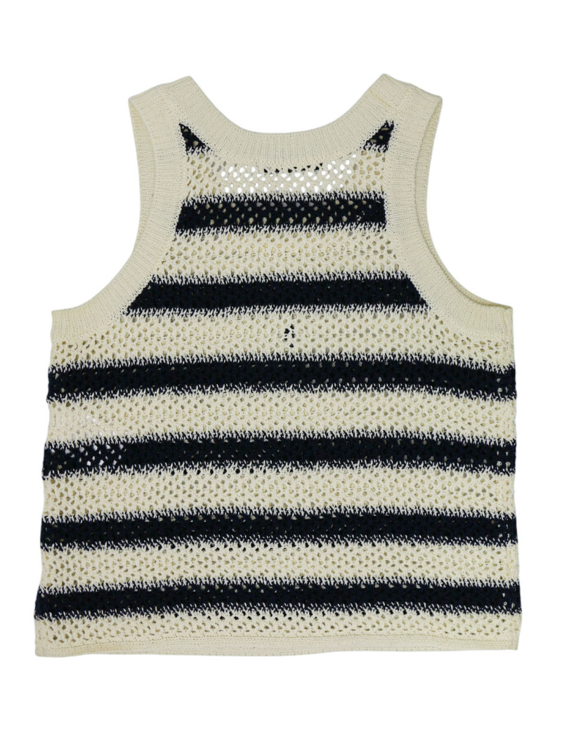 Débardeur et poncho CHRISTIAN DIOR rayés blanc bleu