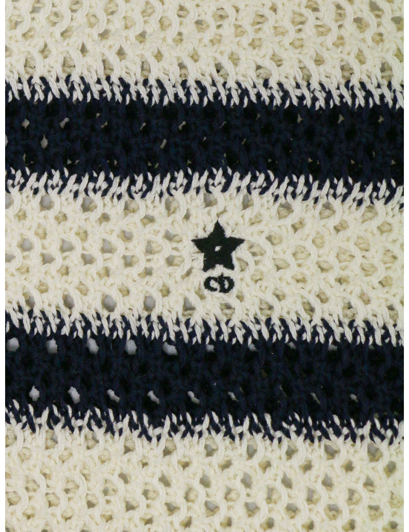 Débardeur et poncho CHRISTIAN DIOR rayés blanc bleu