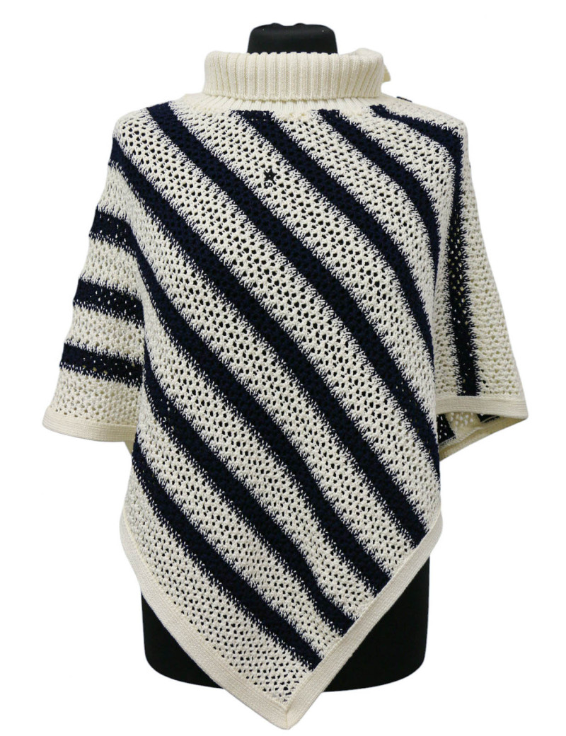 Débardeur et poncho CHRISTIAN DIOR rayés blanc bleu