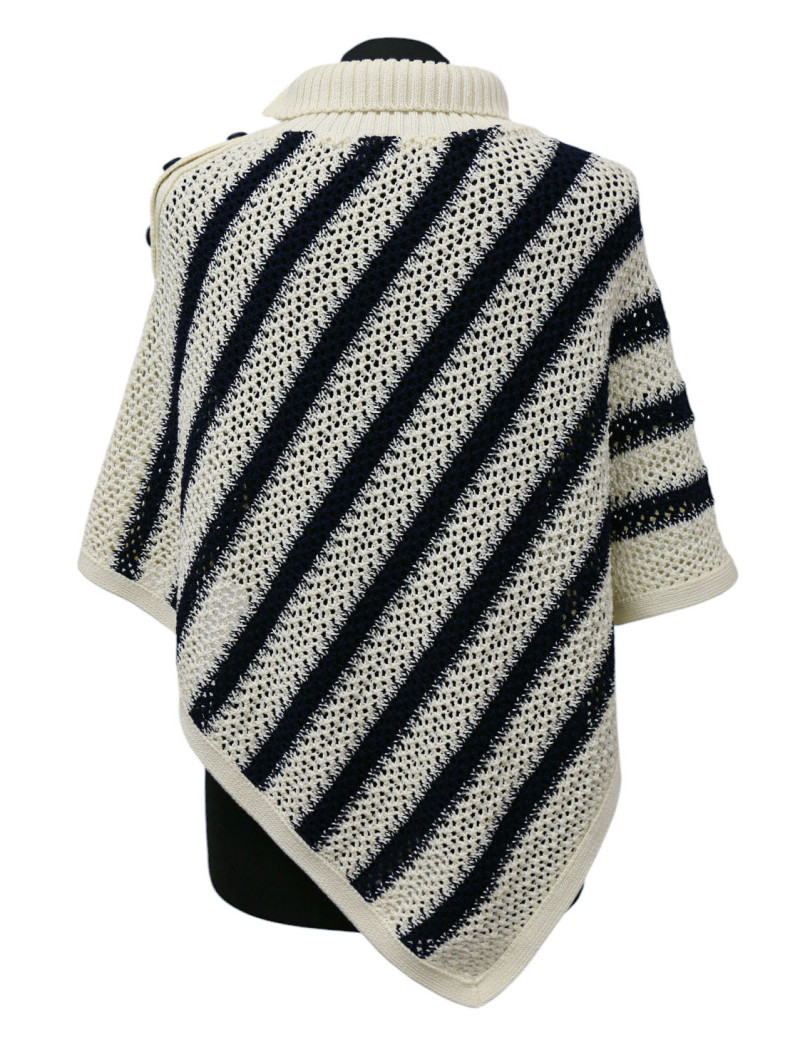 Débardeur et poncho CHRISTIAN DIOR rayés blanc bleu