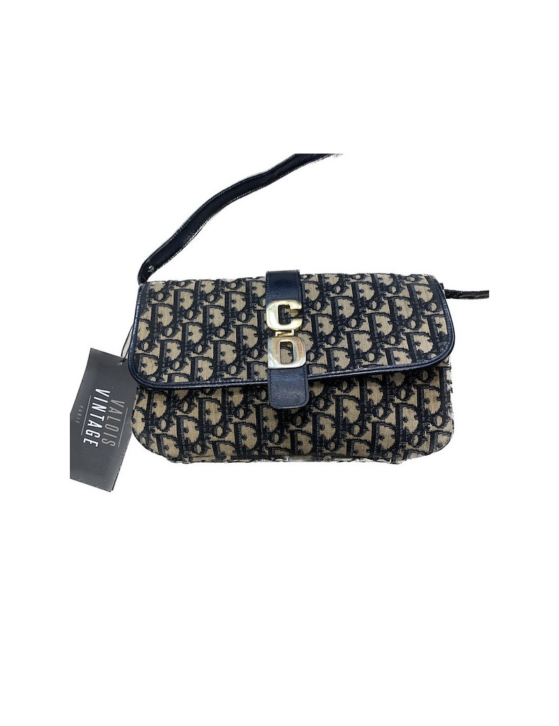 sac CHRISTIAN DIOR toile oblique bleue Vintage