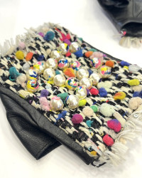 Mitaines CHANEL T 7 cuir perles Collection Graffiti