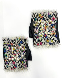 Mitaines CHANEL T 7 cuir perles Collection Graffiti