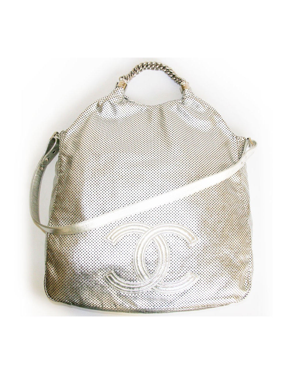 Grand sac CHANEL cuir métalisé 