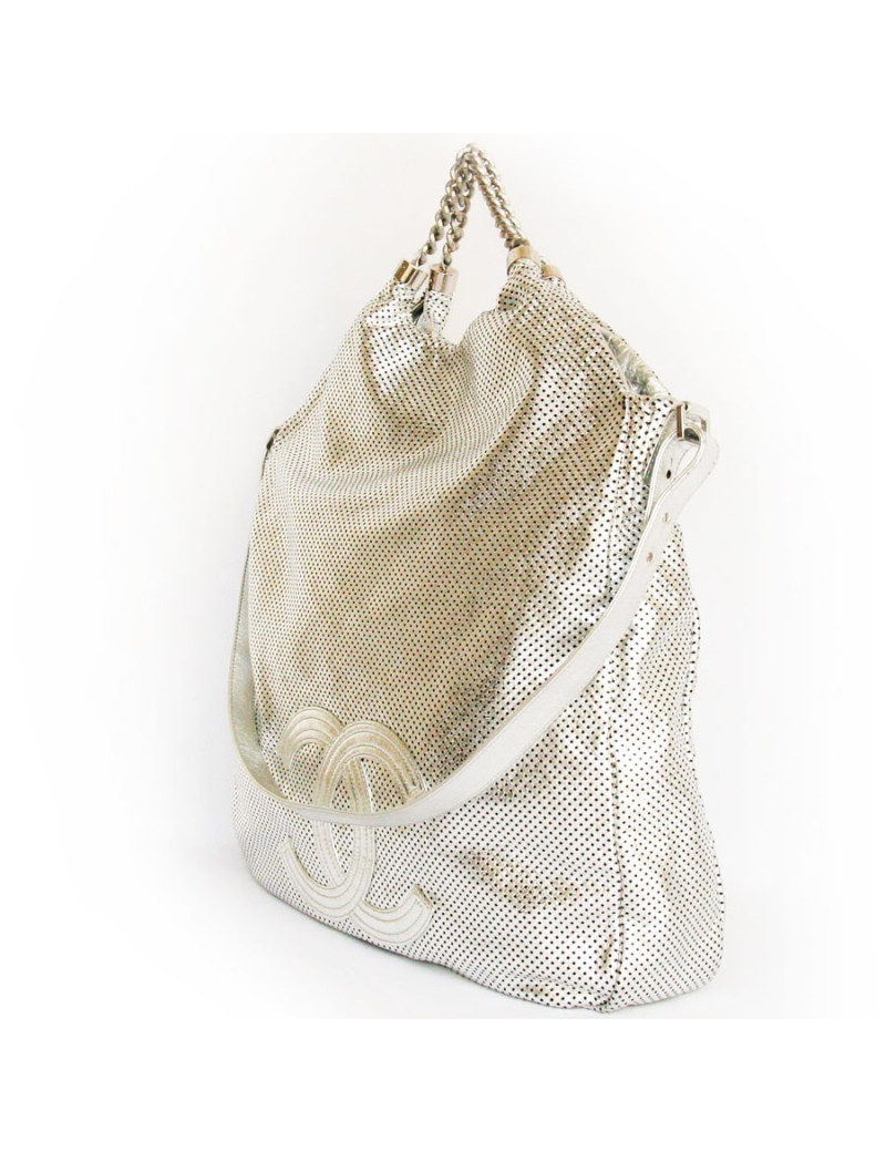 Grand sac CHANEL cuir métalisé 