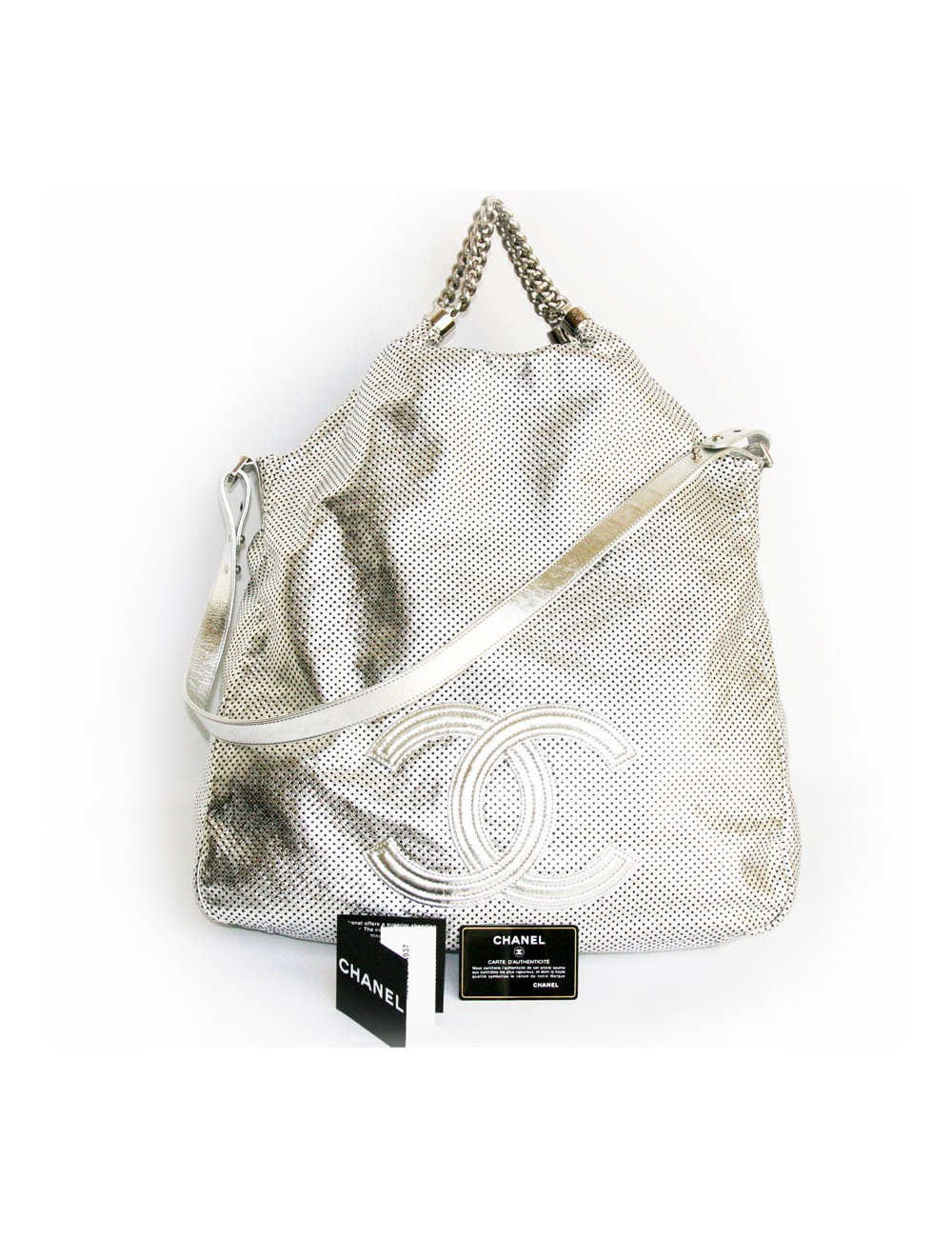 Grand sac CHANEL cuir métalisé 