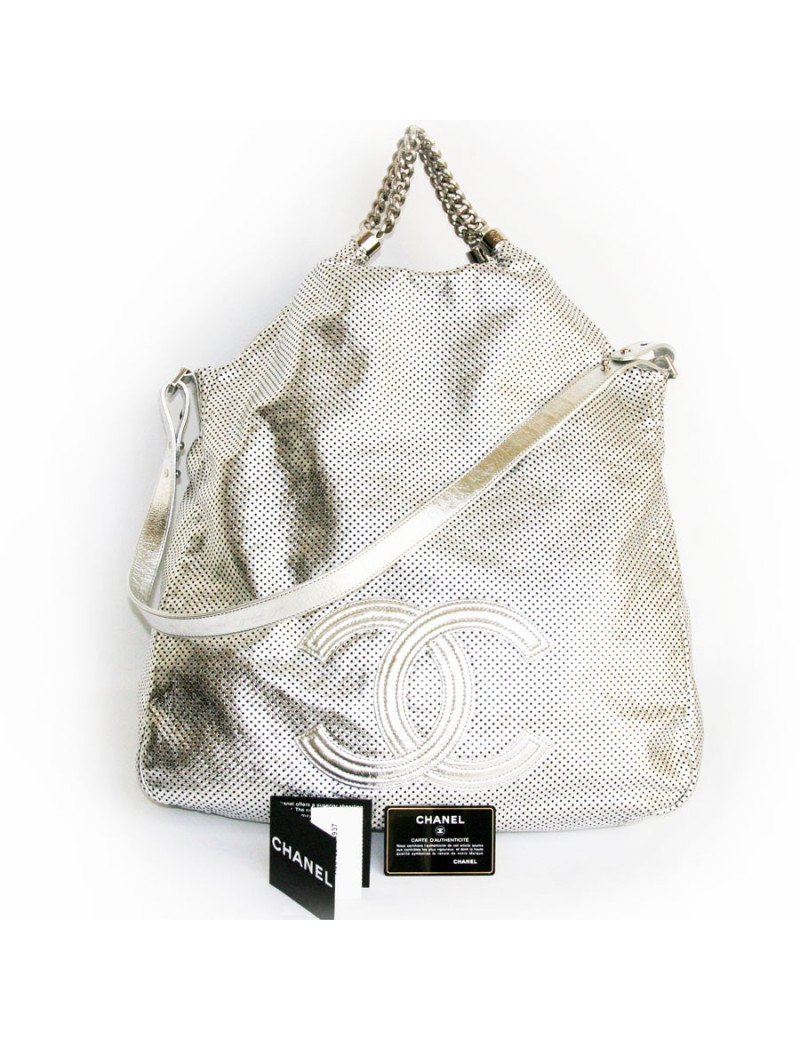 Grand sac CHANEL cuir métalisé 