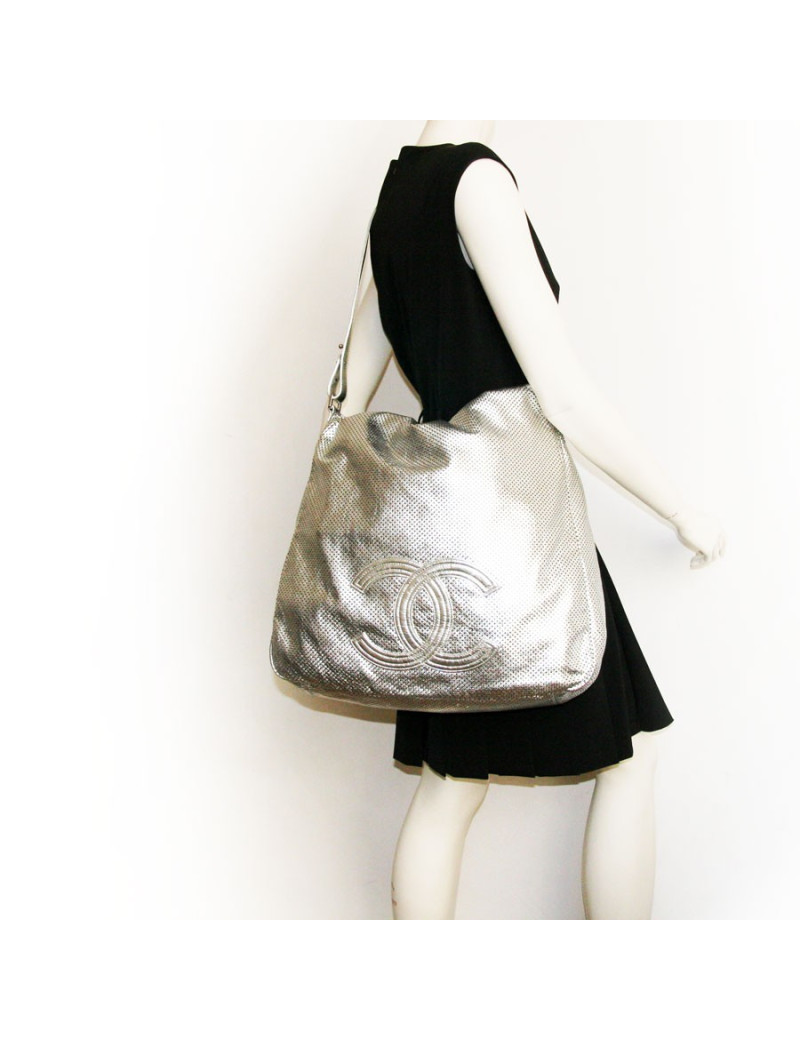 Grand sac CHANEL cuir métalisé 
