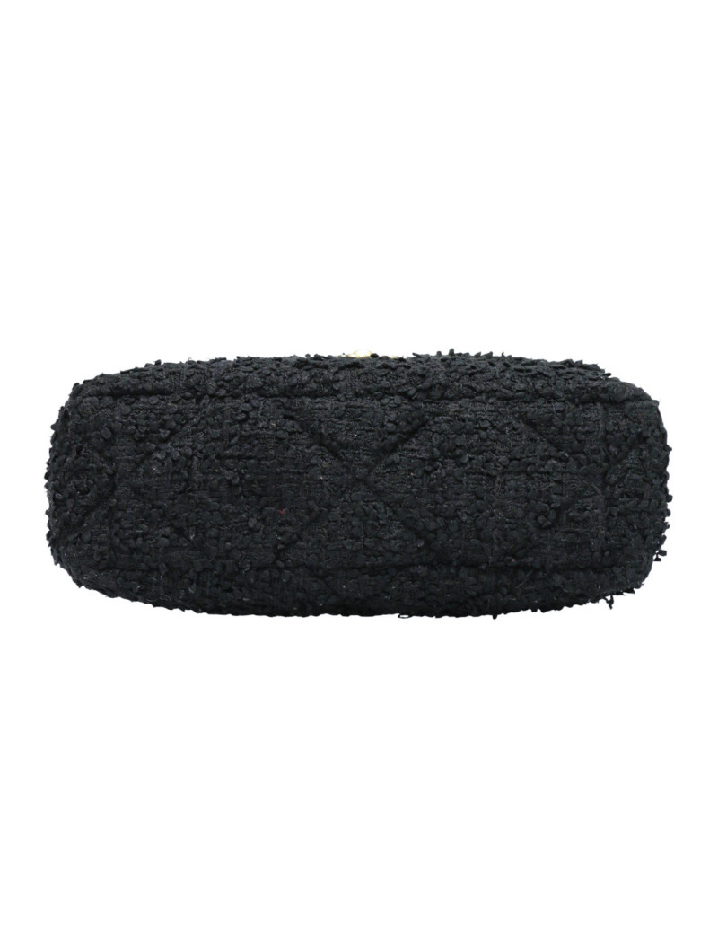 Grand sac 19 CHANEL tweed noir