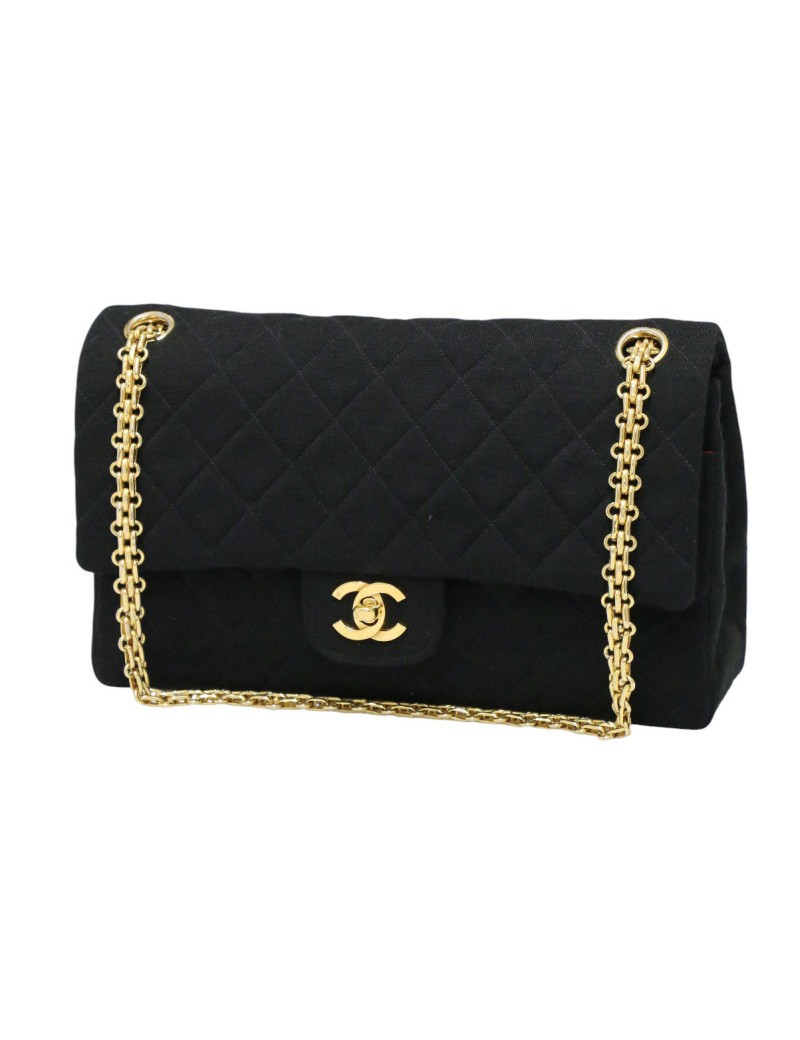 Sac Turnlock CHANEL jersey noir