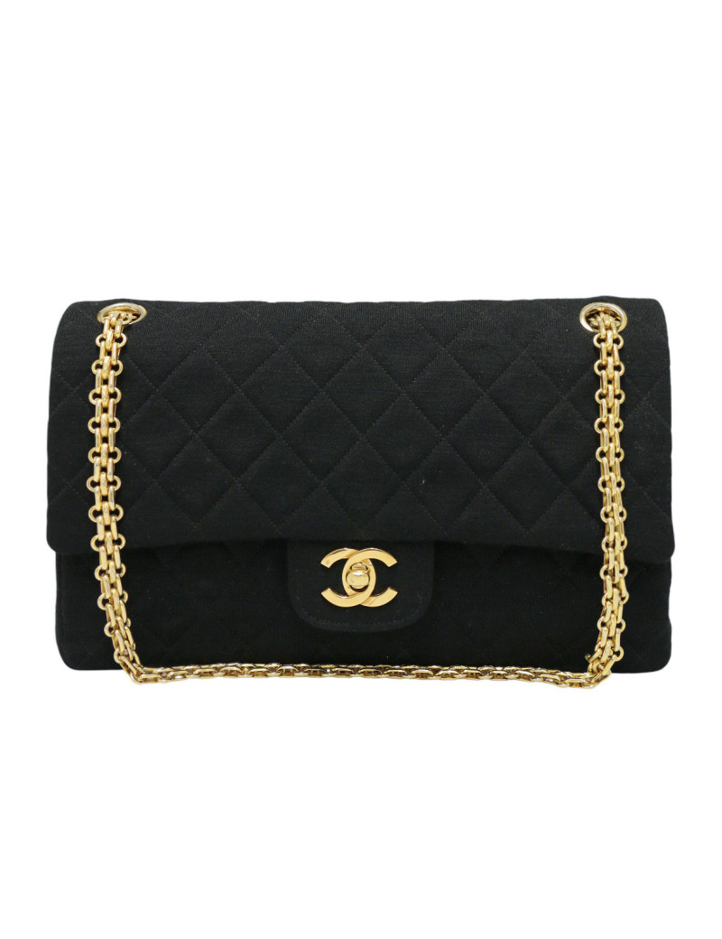 Sac Turnlock CHANEL jersey noir