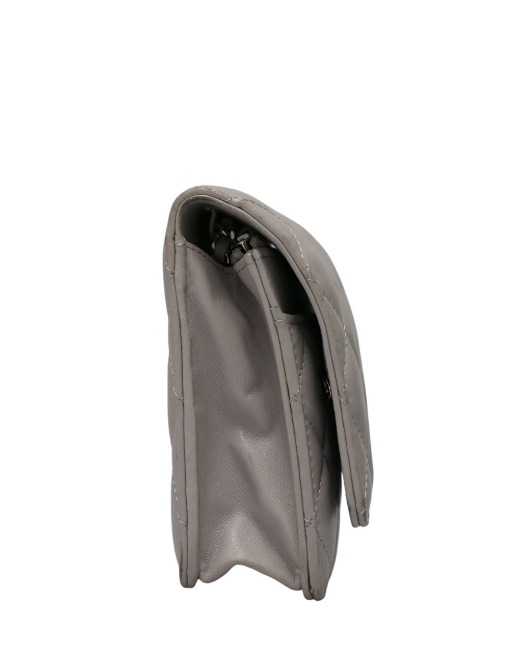 Wallet on chain gris Chanel cuir d'agneau