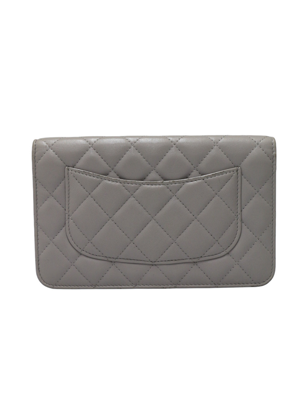 Wallet on chain gris Chanel cuir d'agneau