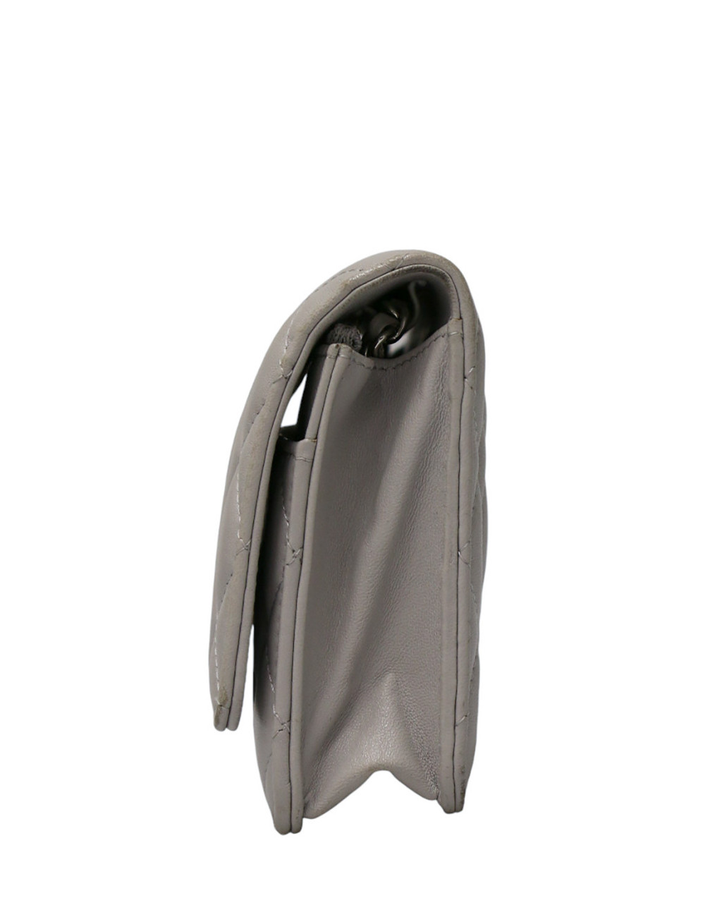 Wallet on chain gris Chanel cuir d'agneau