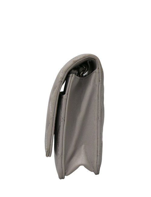 Wallet on chain gris Chanel cuir d'agneau